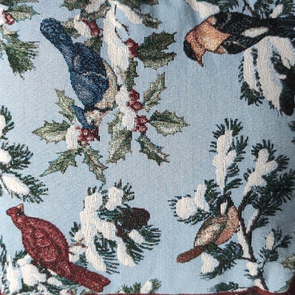 Winter Needle point Birds snowy tree Super thick pillow cardinal - Picture 2 of 3